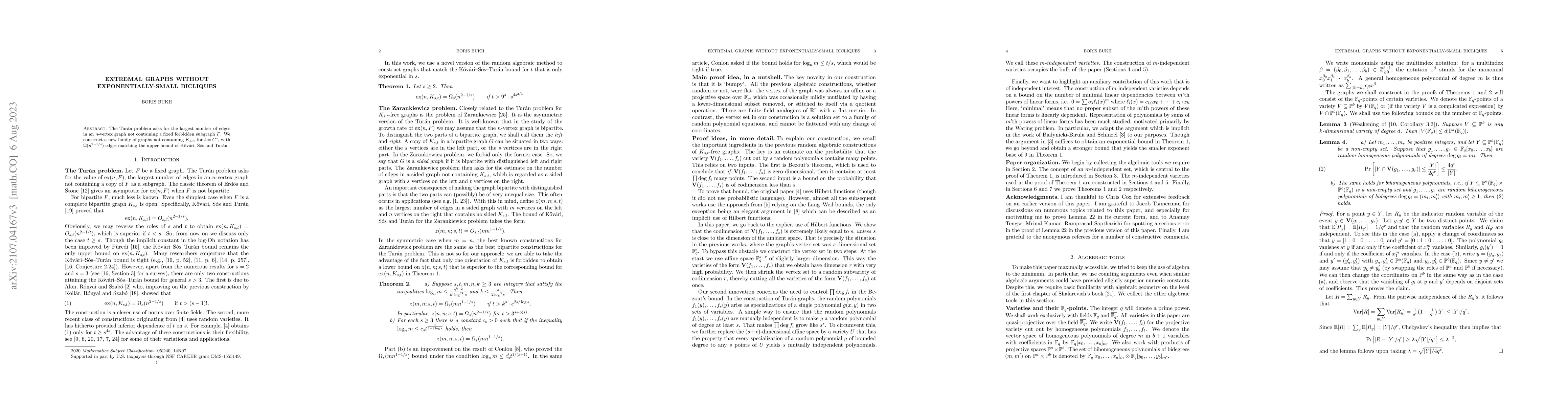 Thumbnail for Extremal graphs without exponentially-small bicliques