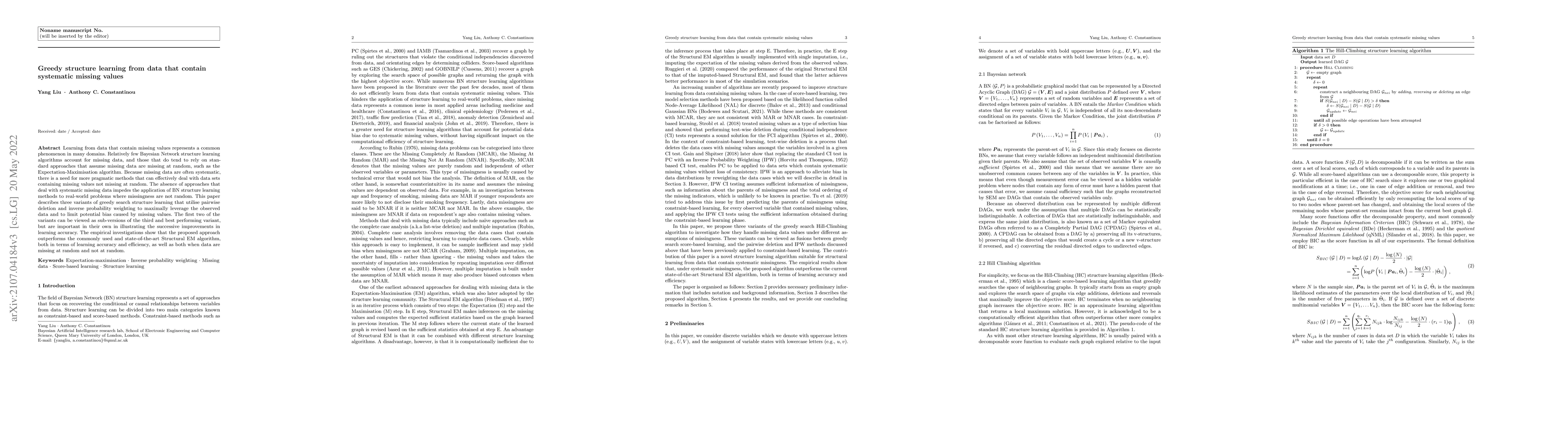 Thumbnail for Greedy structure learning from data that contain systematic missing
  values