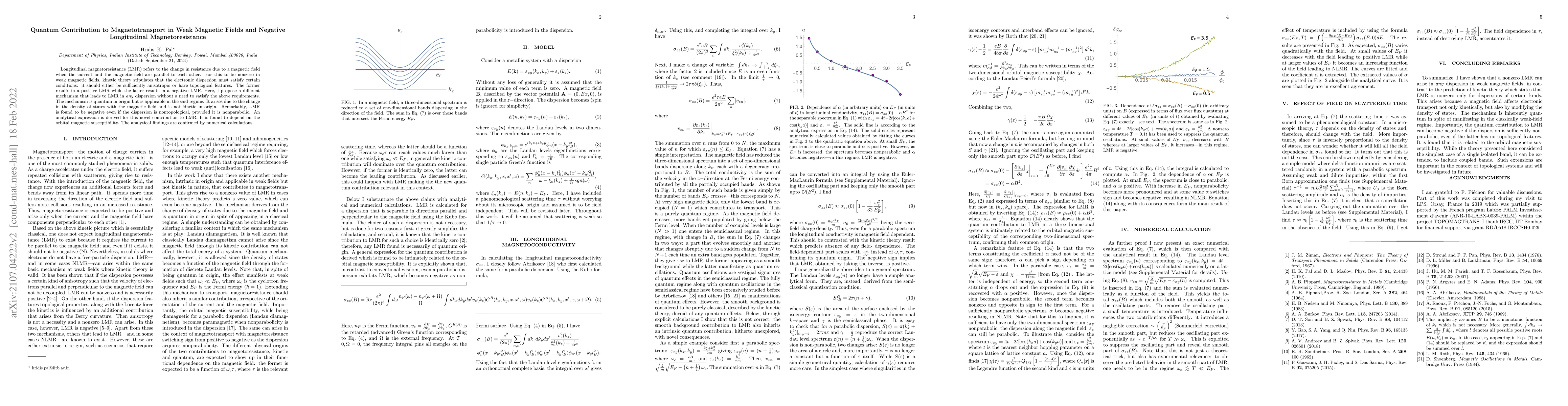 Thumbnail for Quantum contribution to magnetotransport in weak magnetic fields and
  negative longitudinal magnetoresistance
