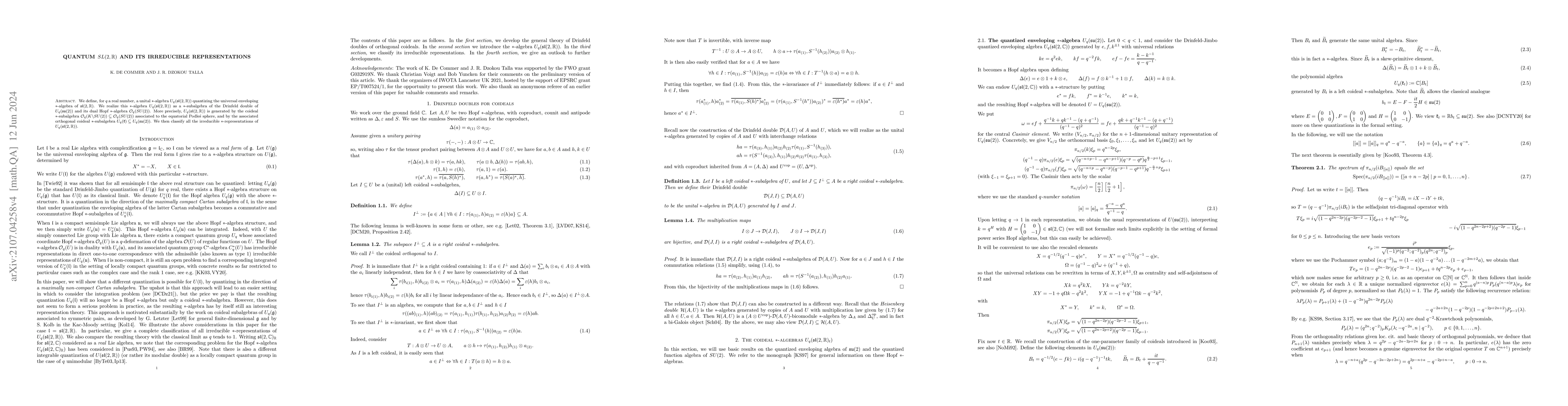 Thumbnail for Quantum $SL(2,\mathbb{R})$ and its irreducible representations