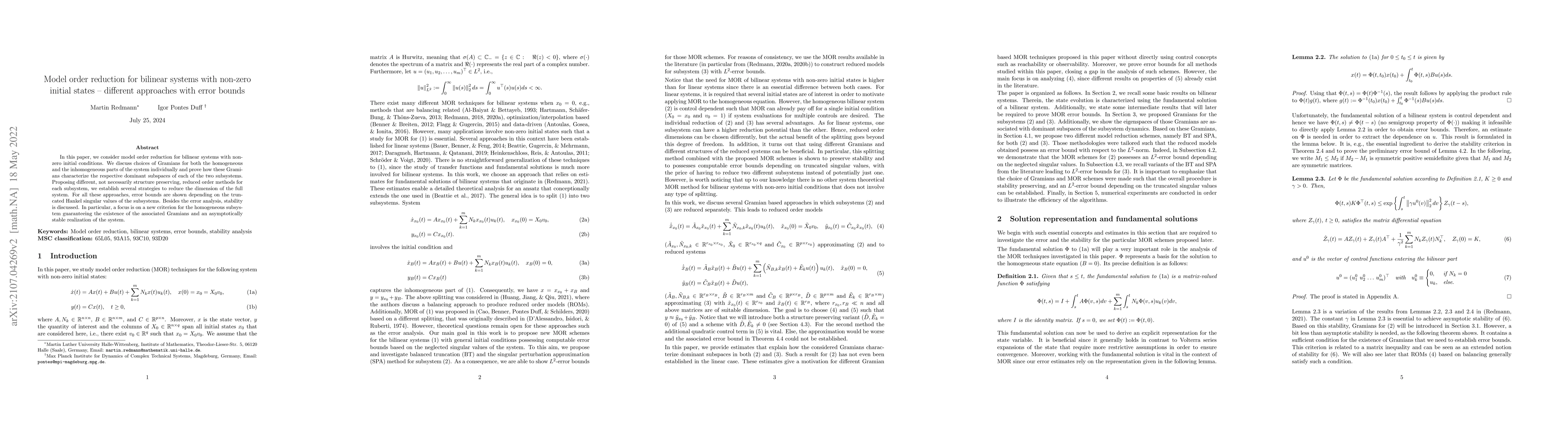Thumbnail for Model order reduction for bilinear systems with non-zero initial states
  -- different approaches with error bounds