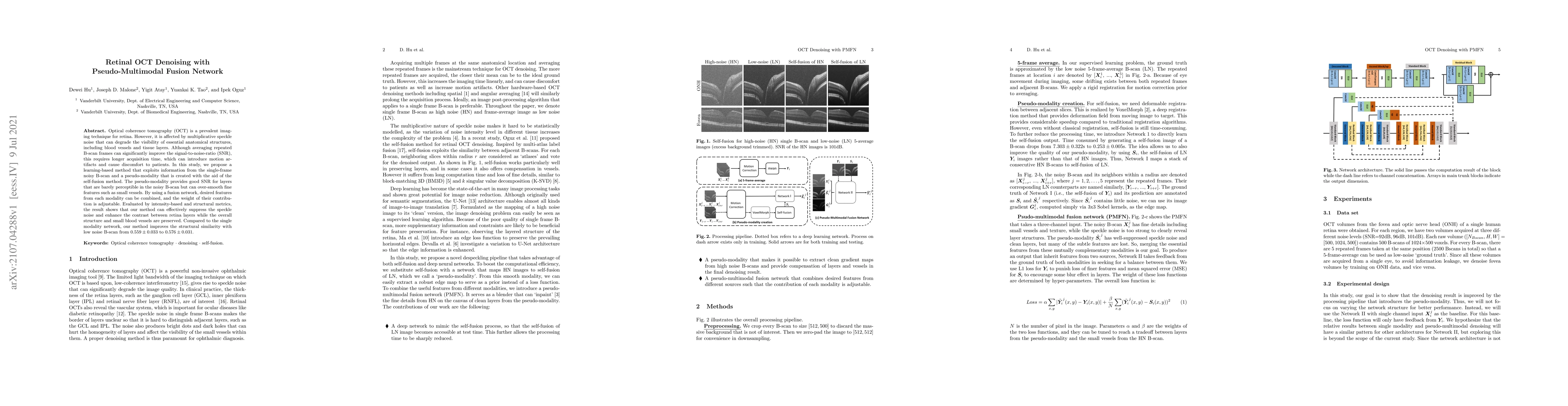 Thumbnail for Retinal OCT Denoising with Pseudo-Multimodal Fusion Network