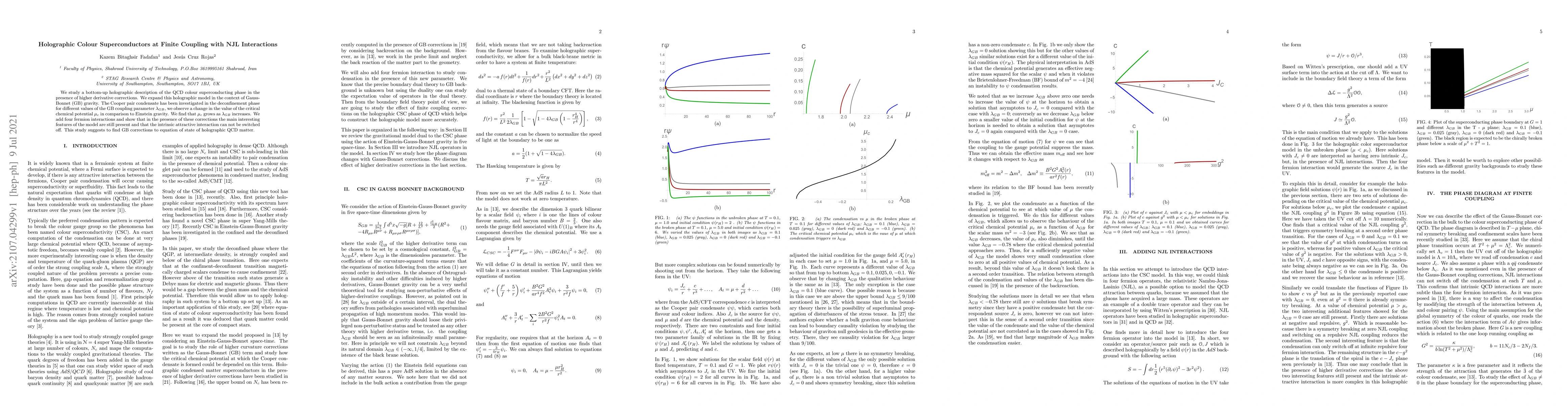 Thumbnail for Holographic Colour Superconductors at Finite Coupling with NJL
  Interactions