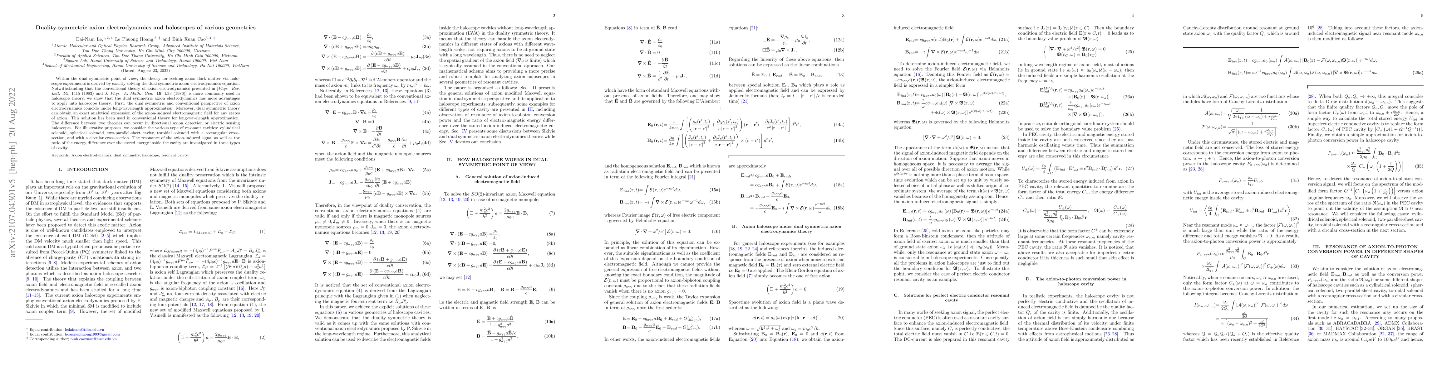 Thumbnail for Duality-symmetric axion electrodynamics and haloscopes of various
  geometries