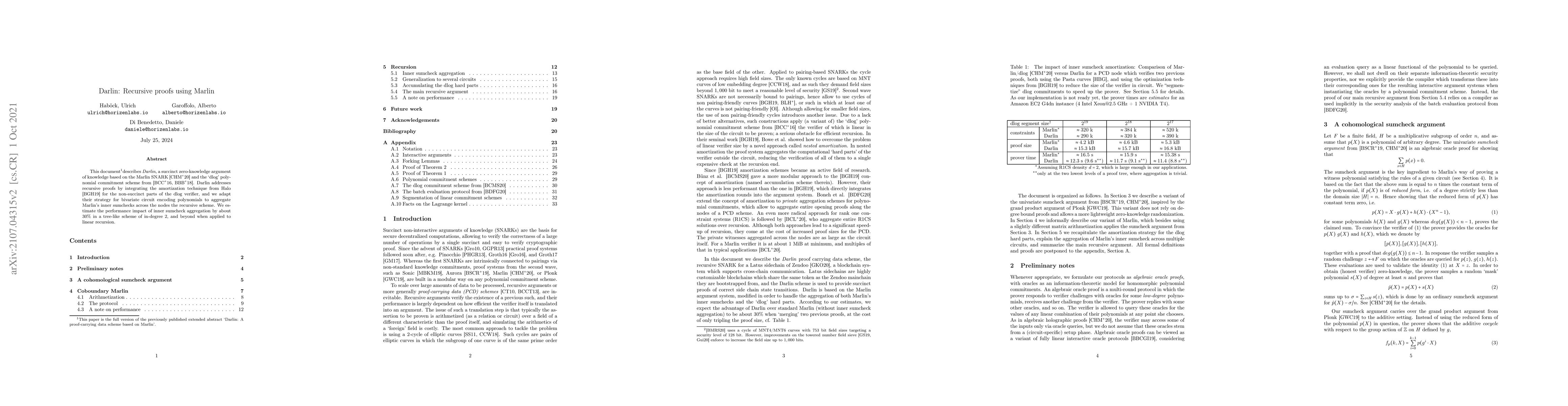 Thumbnail for Darlin: Recursive Proofs using Marlin