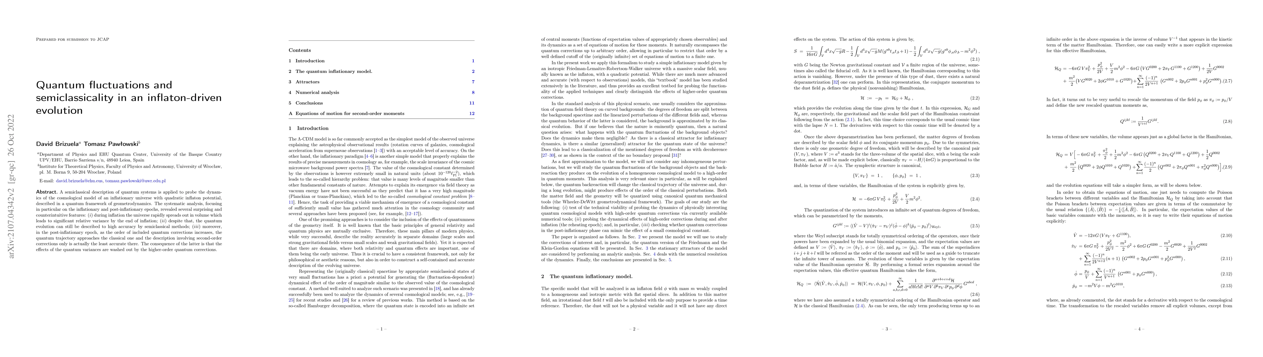 Thumbnail for Quantum fluctuations and semiclassicality in an inflaton-driven
  evolution