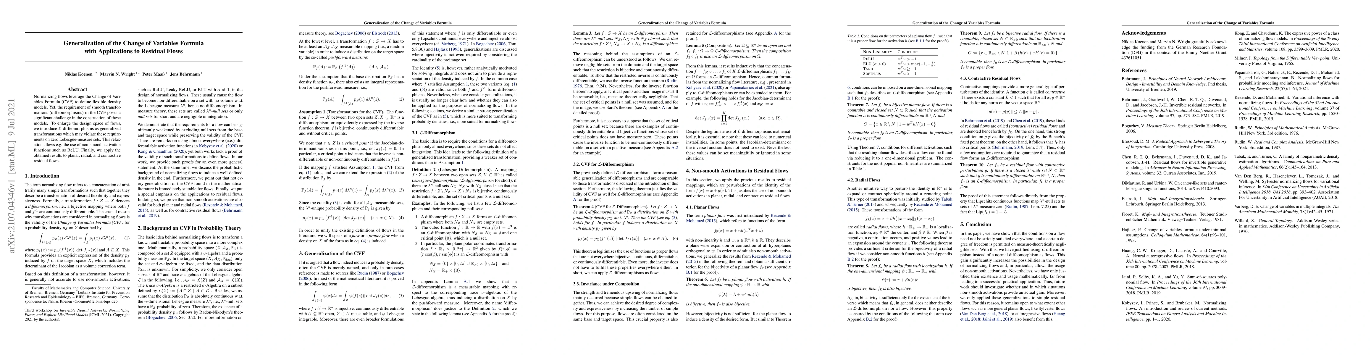 Thumbnail for Generalization of the Change of Variables Formula with Applications to
  Residual Flows