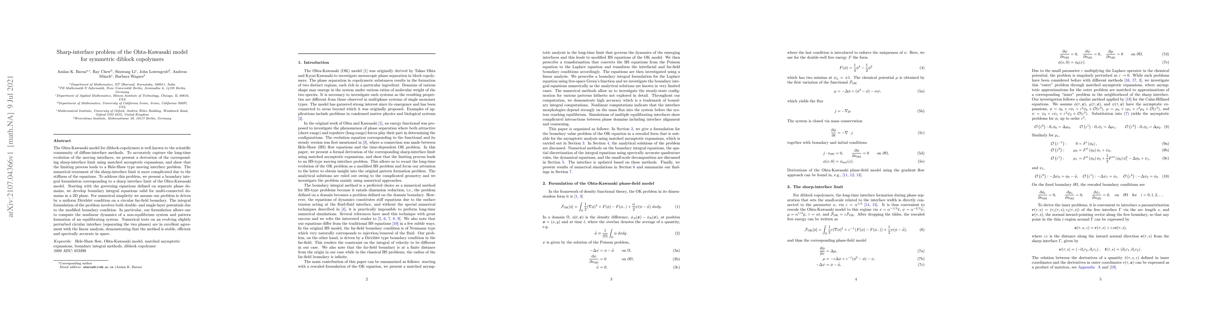 Thumbnail for Sharp-interface problem of the Ohta-Kawasaki model for symmetric diblock
  copolymers