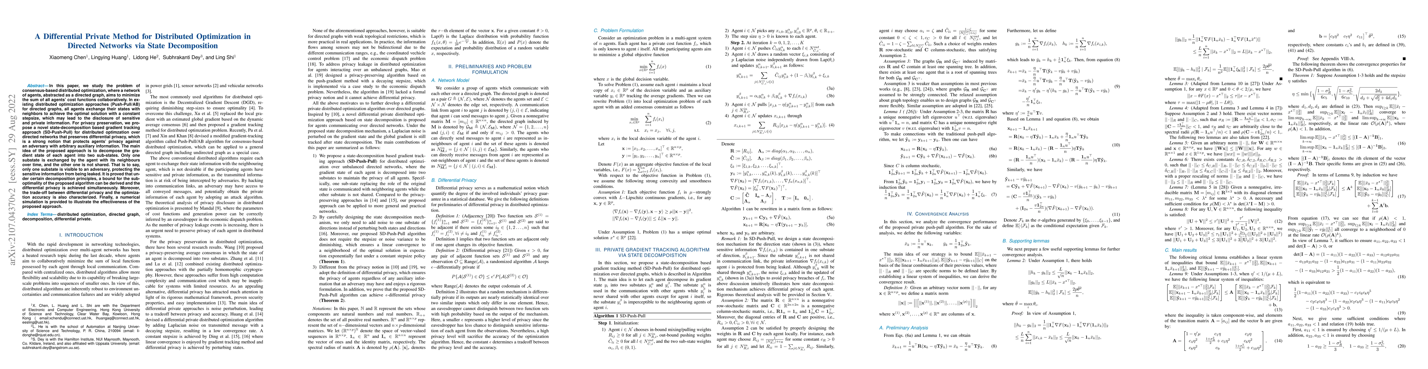 Thumbnail for A Differential Private Method for Distributed Optimization in Directed
  Networks via State Decomposition