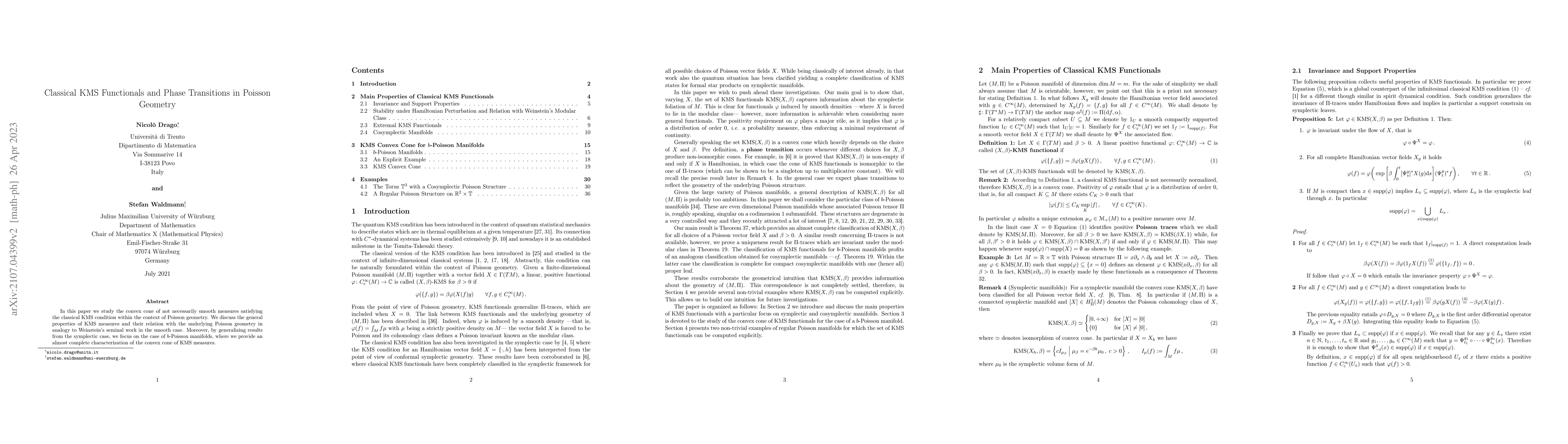 Thumbnail for Classical KMS Functionals and Phase Transitions in Poisson Geometry