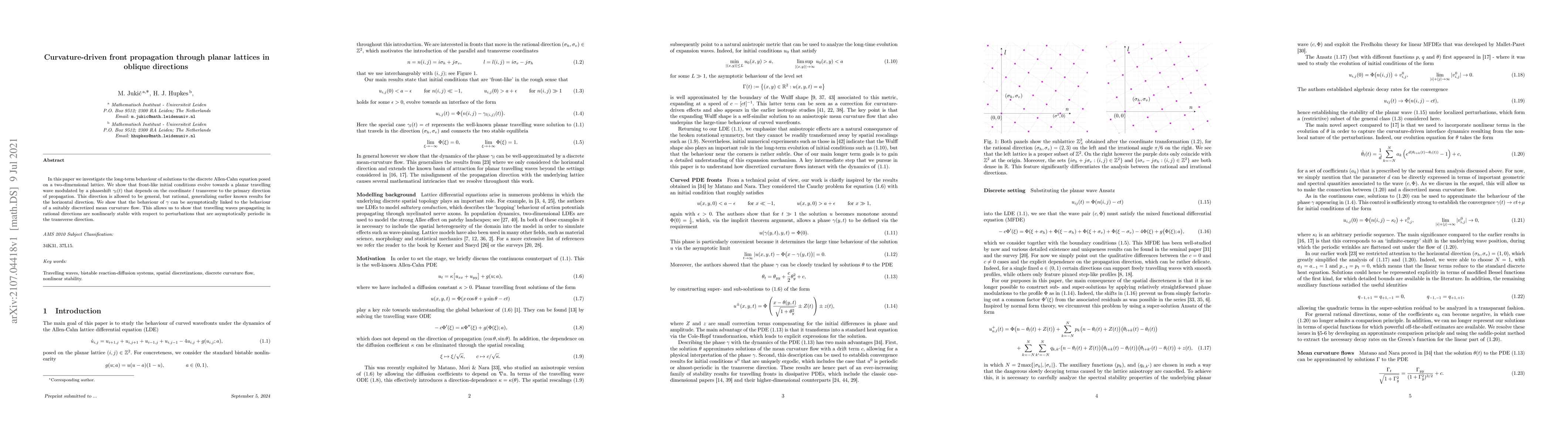 Thumbnail for Curvature-driven front propagation through planar lattices in oblique
  directions