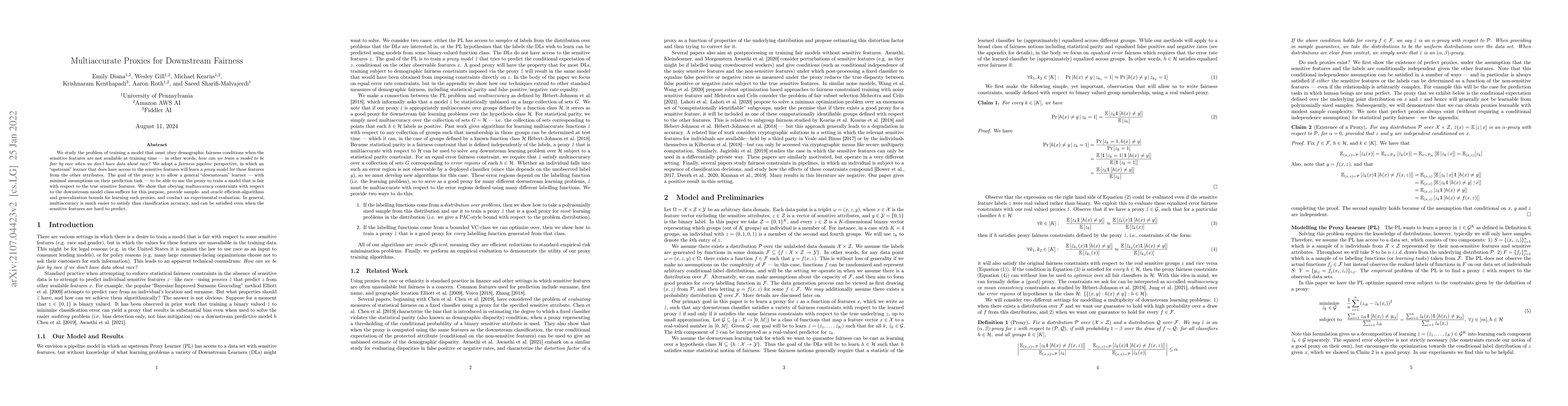 Thumbnail for Multiaccurate Proxies for Downstream Fairness
