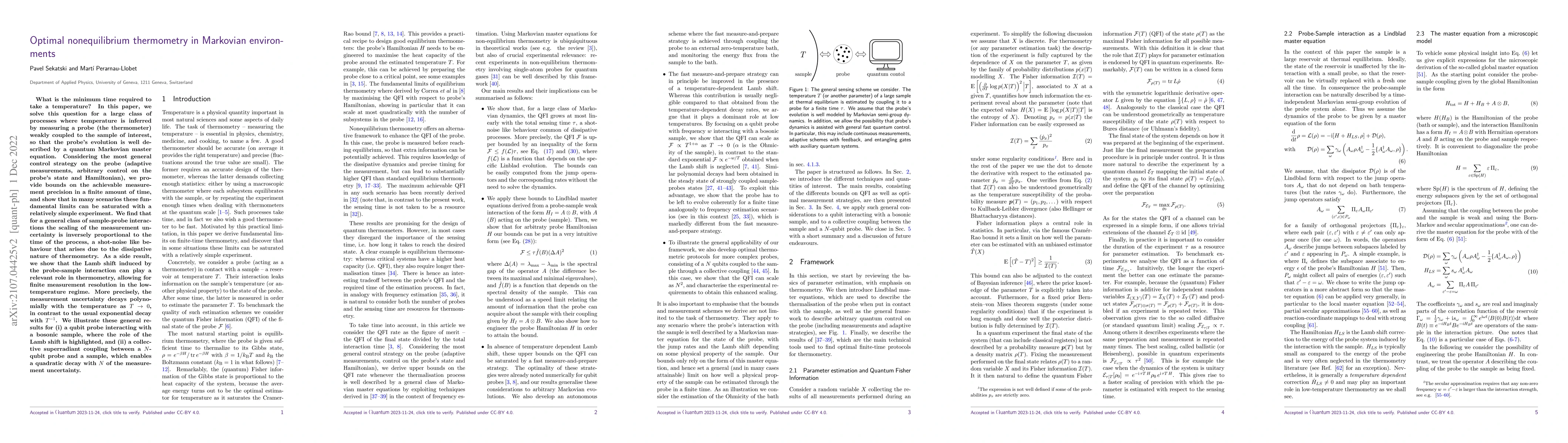 Thumbnail for Optimal nonequilibrium thermometry in Markovian environments