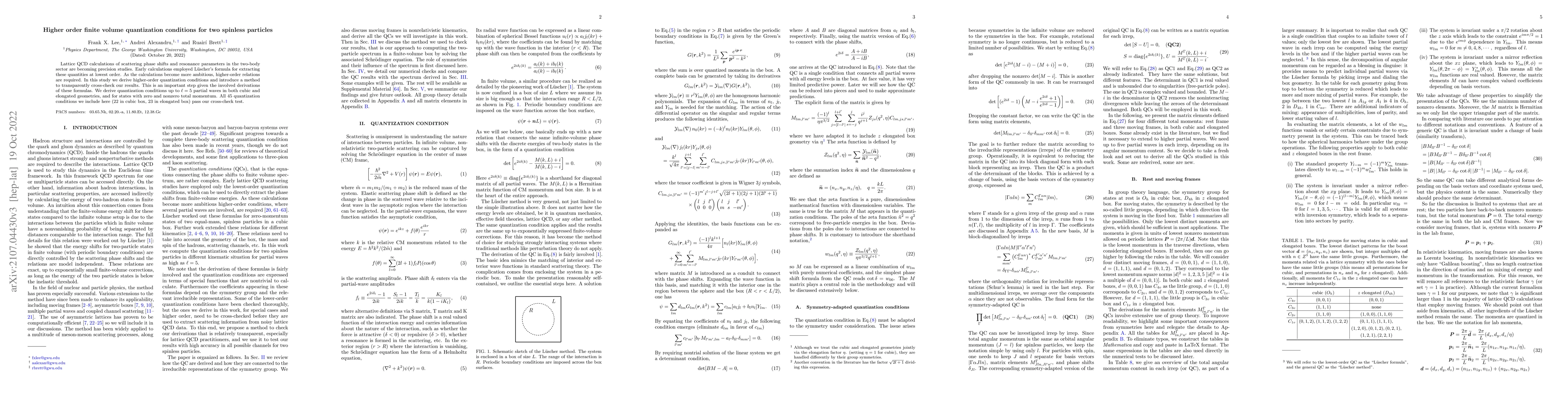 Thumbnail for Higher order finite volume quantization conditions for two spinless
  particles