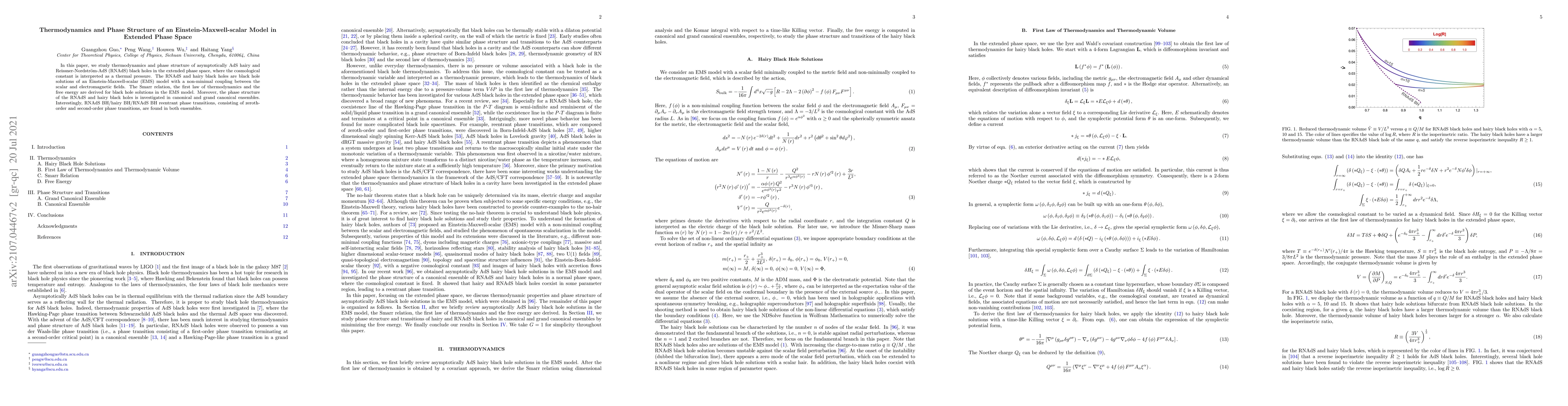 Thumbnail for Thermodynamics and Phase Structure of an Einstein-Maxwell-scalar Model
  in Extended Phase Space