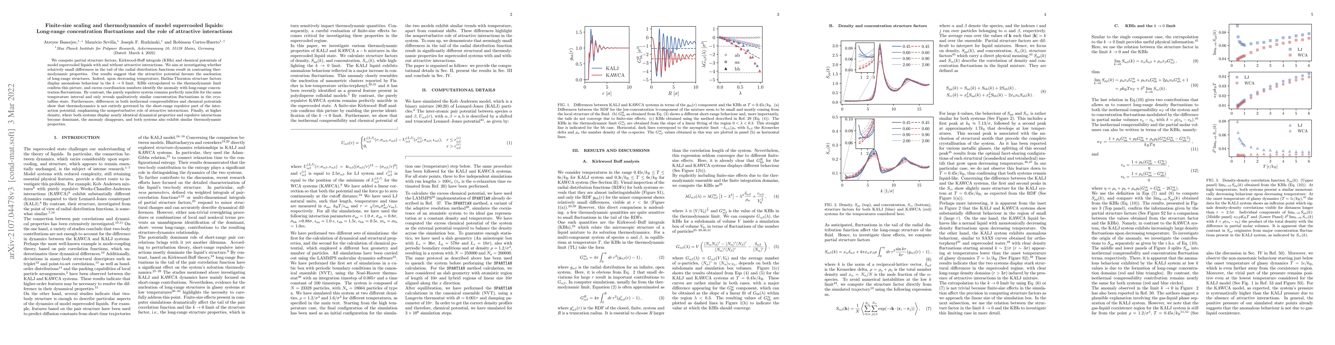 Thumbnail for Finite-size scaling and thermodynamics of model supercooled liquids:
  Long-range concentration fluctuations and the role of attractive interactions