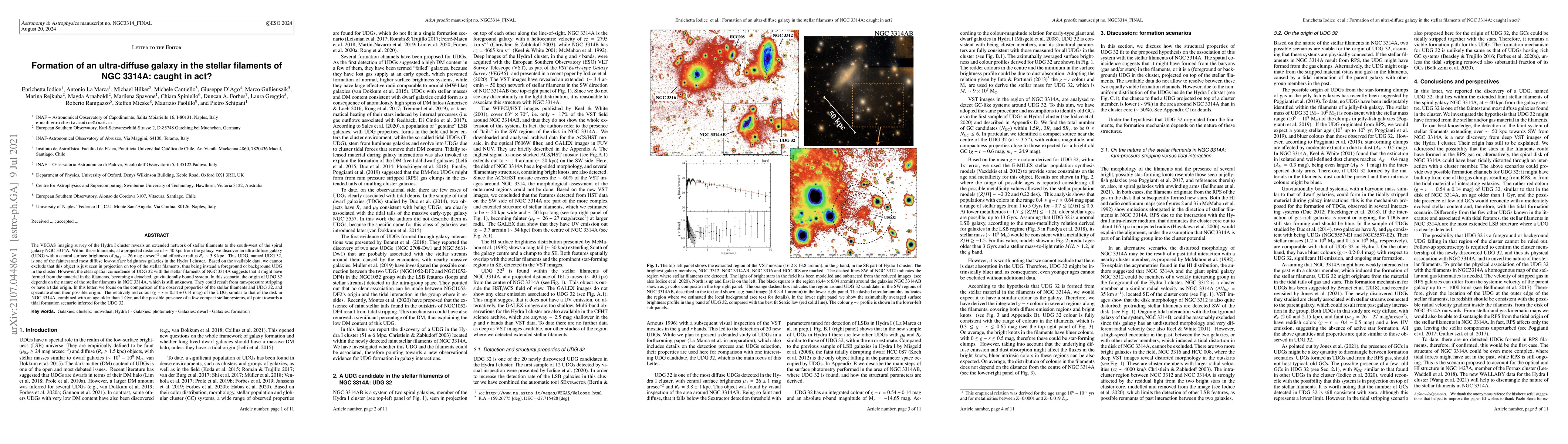 Thumbnail for Formation of an ultra-diffuse galaxy in the stellar filaments of
  NGC3314A: caught in act?