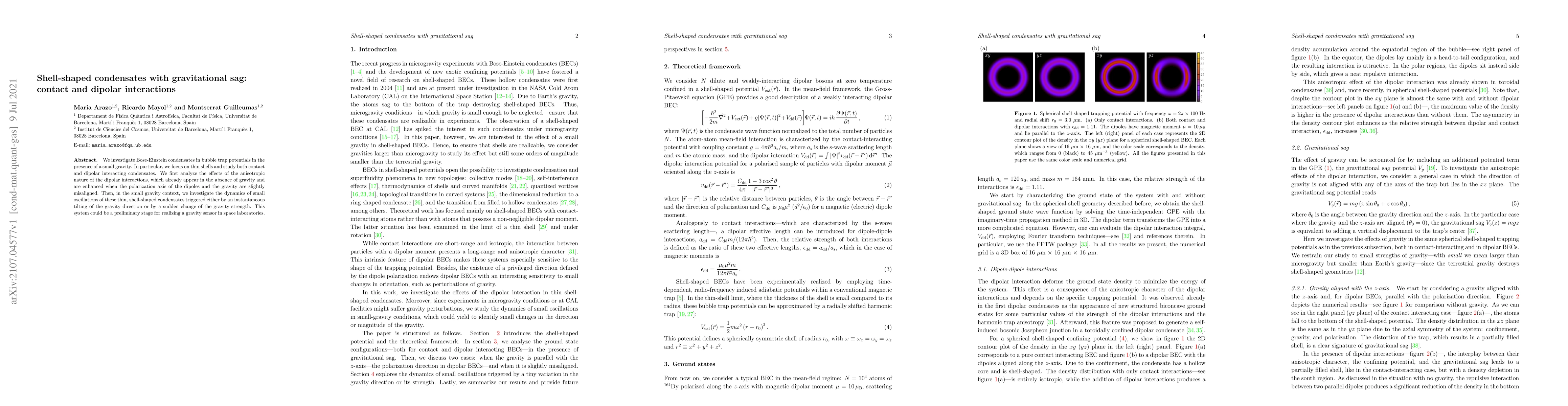 Thumbnail for Shell-shaped condensates with gravitational sag: contact and dipolar
  interactions