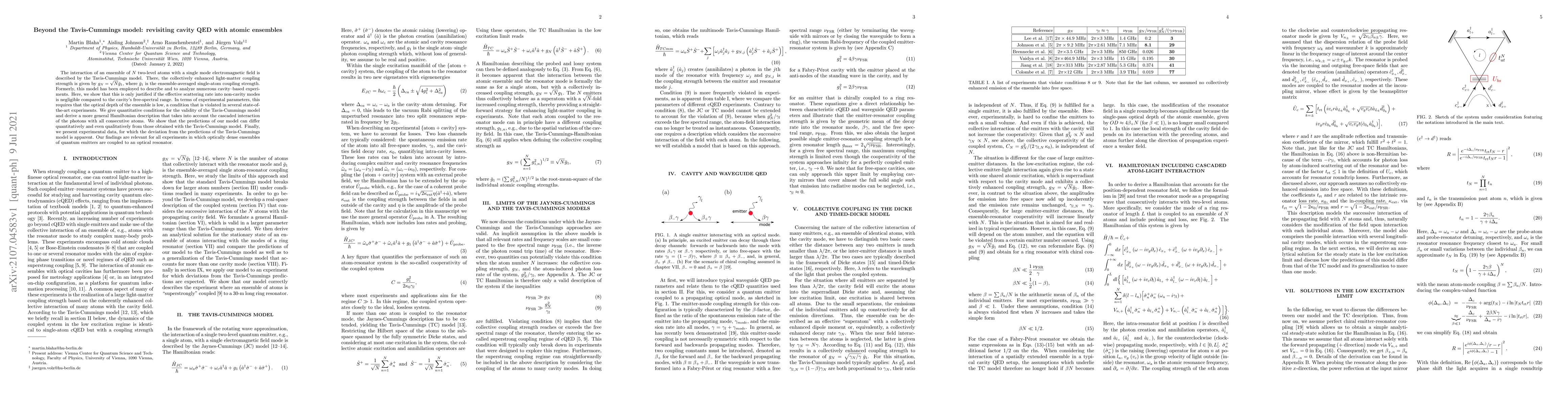 Thumbnail for Beyond the Tavis-Cummings model: revisiting cavity QED with atomic
  ensembles