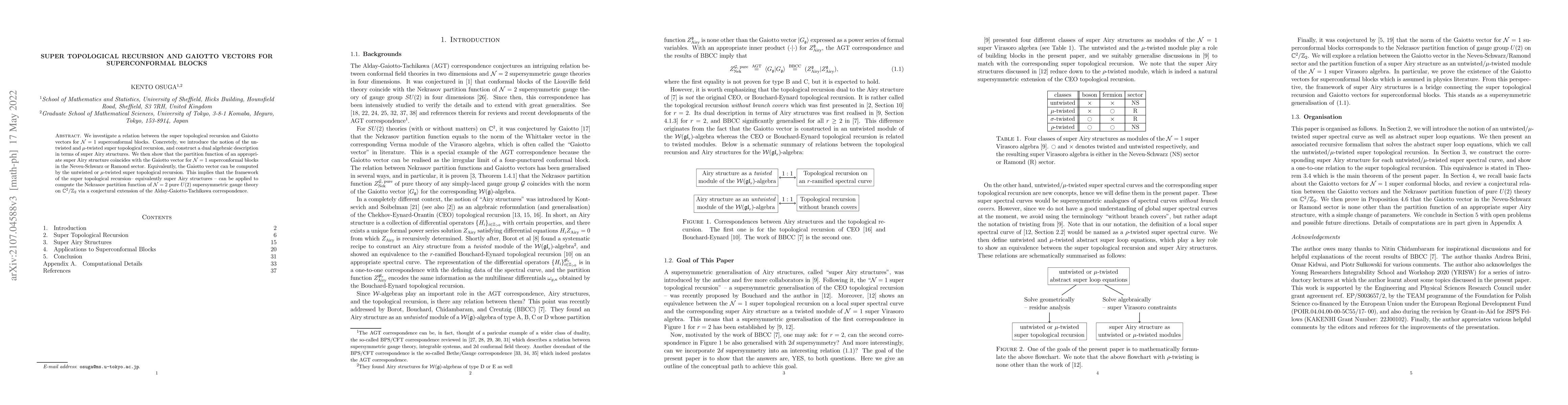 Thumbnail for Super Topological Recursion and Gaiotto Vectors For Superconformal
  Blocks