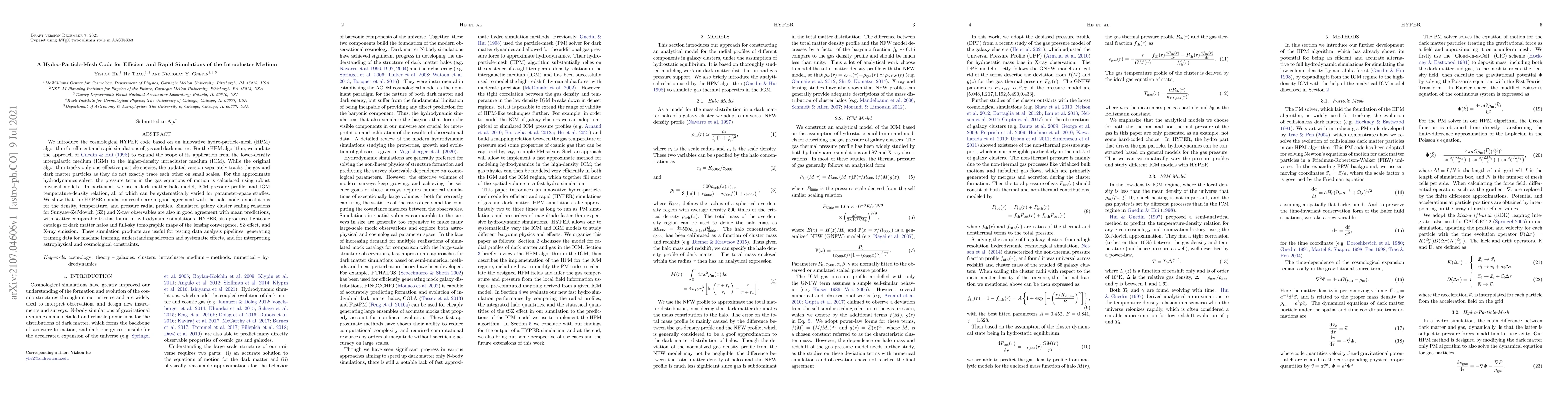 Thumbnail for A Hydro-Particle-Mesh Code for Efficient and Rapid Simulations of the
  Intracluster Medium