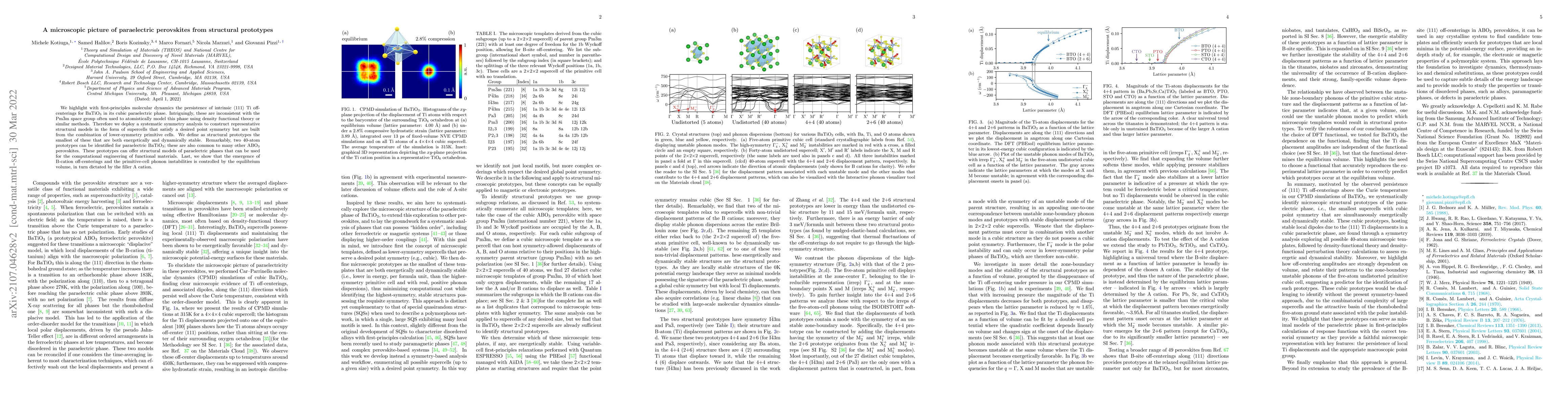 Thumbnail for Microscopic picture of paraelectric perovskites from structural
  prototypes