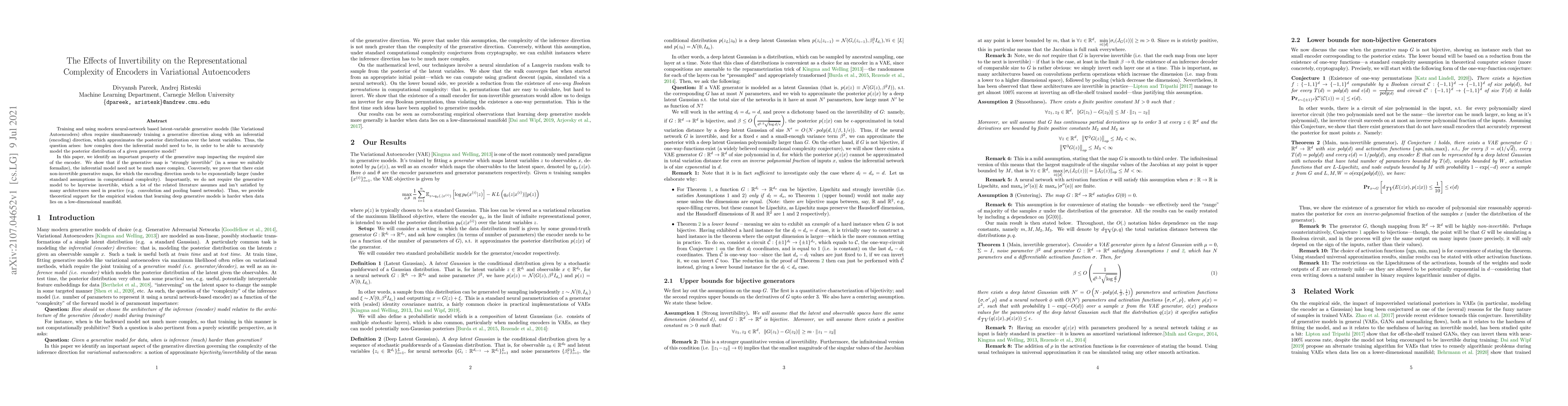 Thumbnail for The Effects of Invertibility on the Representational Complexity of
  Encoders in Variational Autoencoders