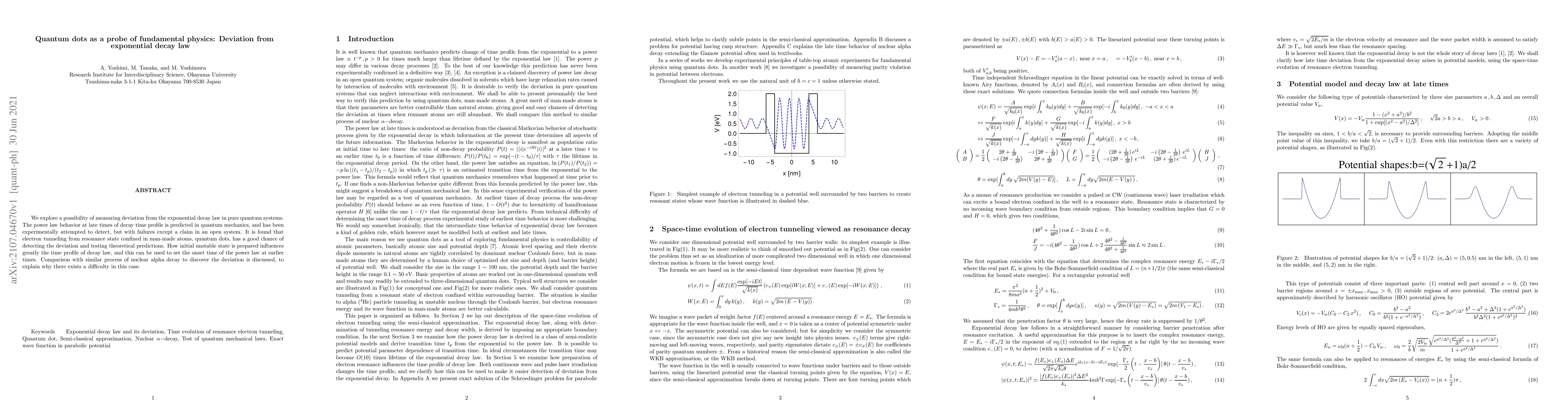 Thumbnail for Quantum dots as a probe of fundamental physics: Deviation from
  exponential decay law