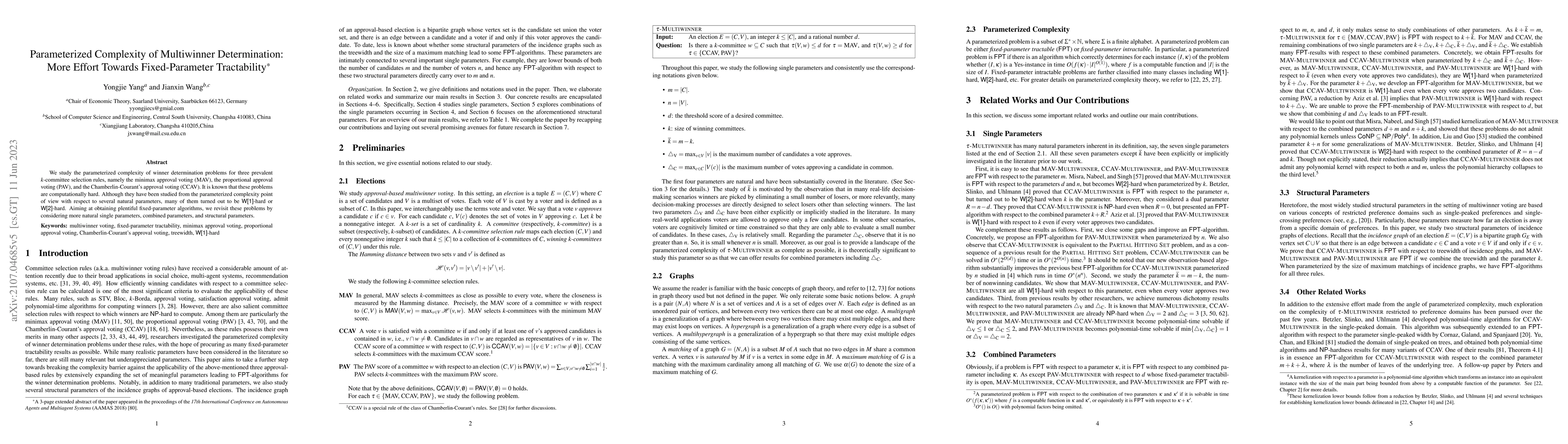 Thumbnail for Parameterized Complexity of Multi-winner Determination: More Effort
  Towards Fixed-Parameter Tractability