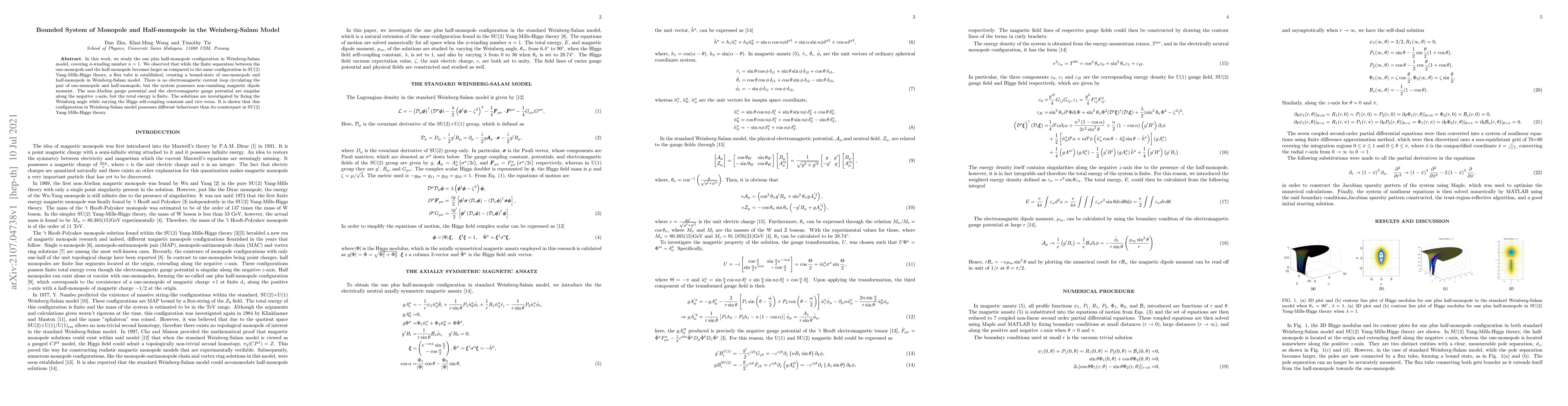 Thumbnail for Bounded System of Monopole and Half-monopole in the Weinberg-Salam Model
