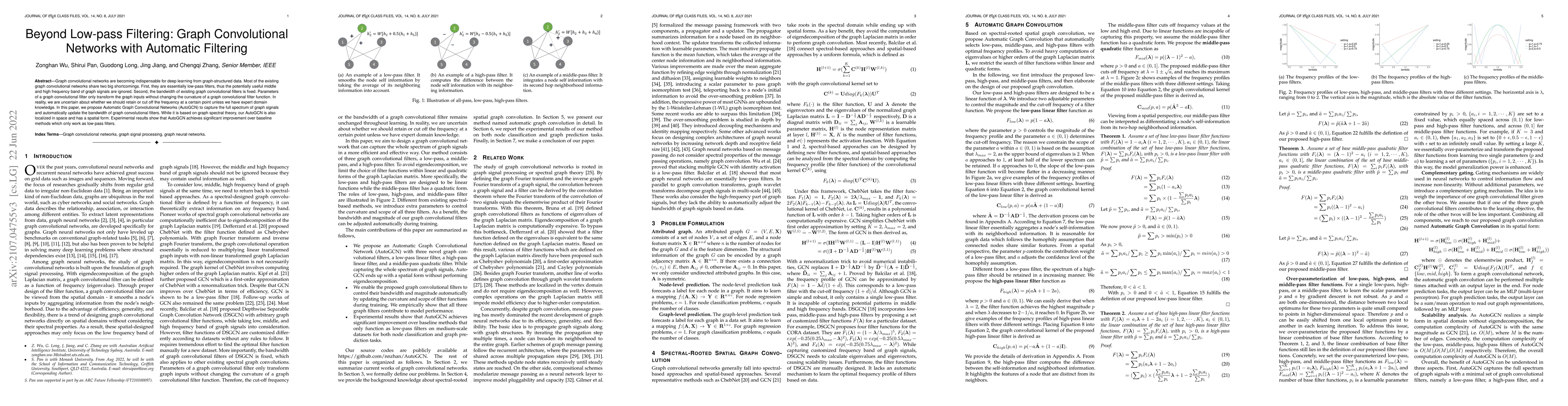 Thumbnail for Beyond Low-pass Filtering: Graph Convolutional Networks with Automatic
  Filtering