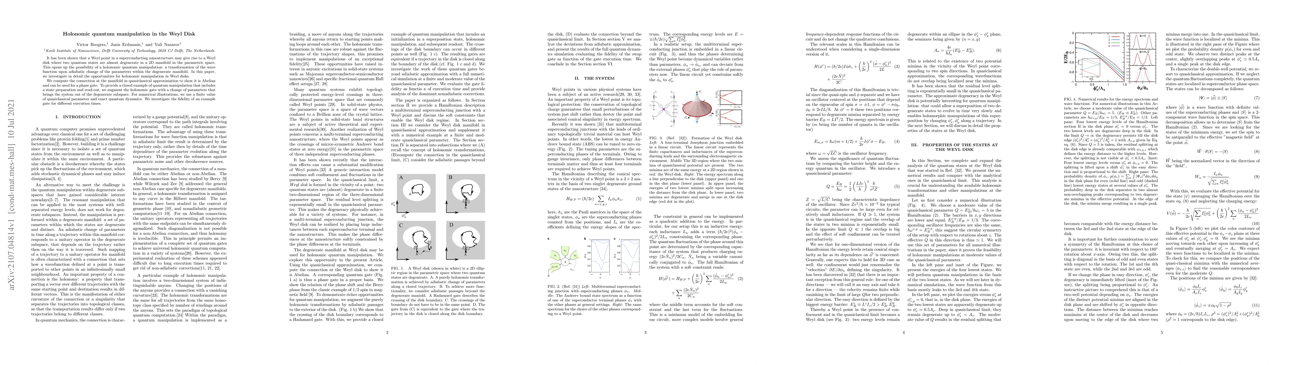Thumbnail for Holonomic quantum manipulation in the Weyl Disk