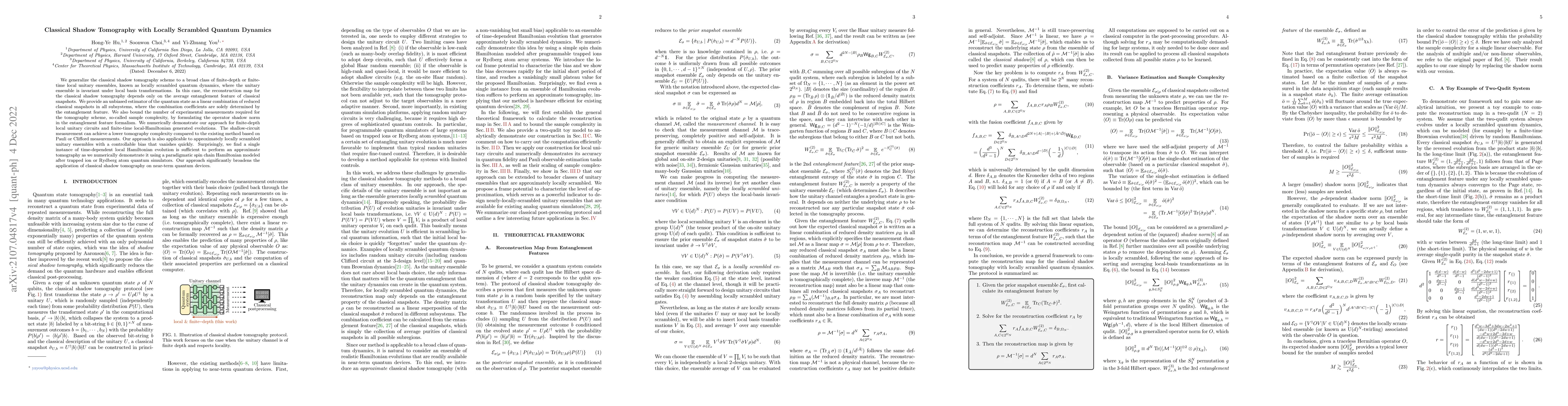 Thumbnail for Classical Shadow Tomography with Locally Scrambled Quantum Dynamics