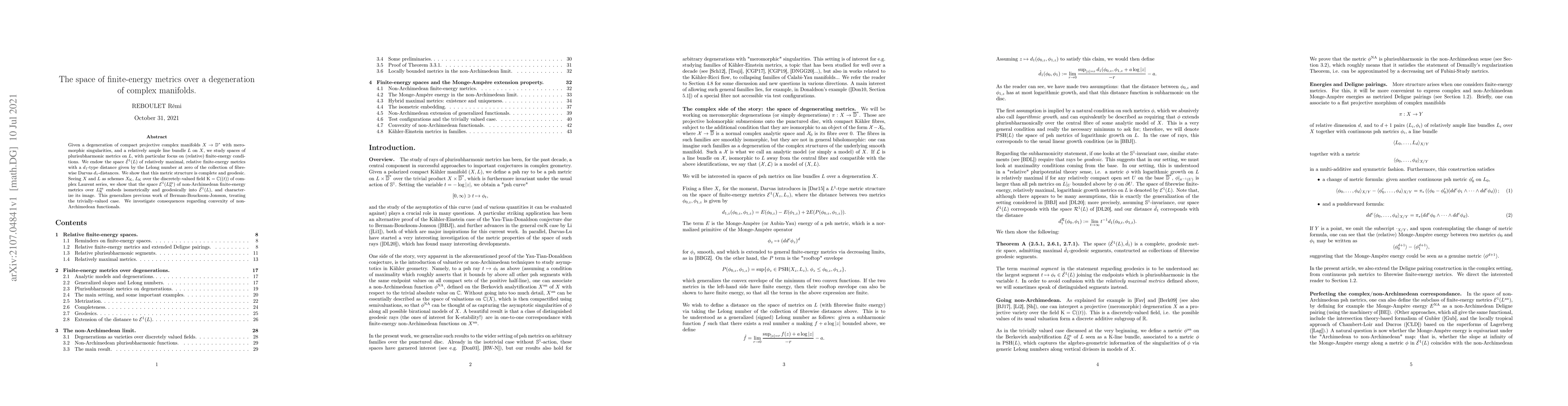 Thumbnail for The space of finite-energy metrics over a degeneration of complex
  manifolds