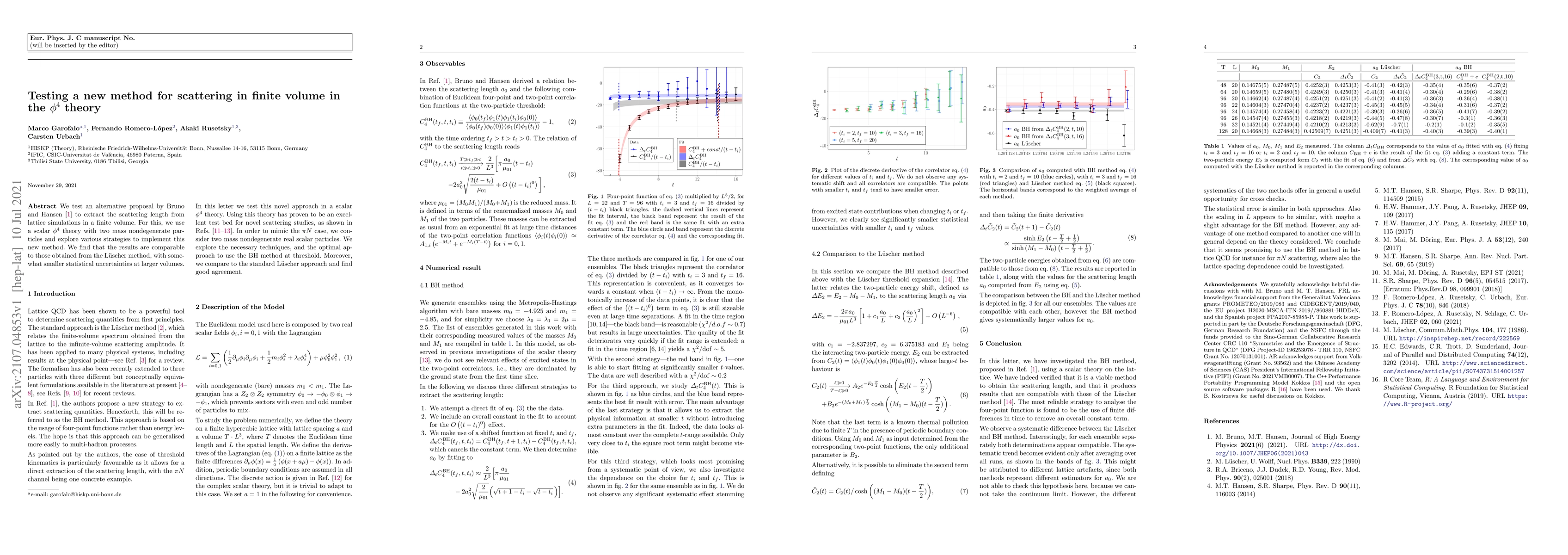 Thumbnail for Testing a new method for scattering in finite volume in the $\phi^4$
  theory