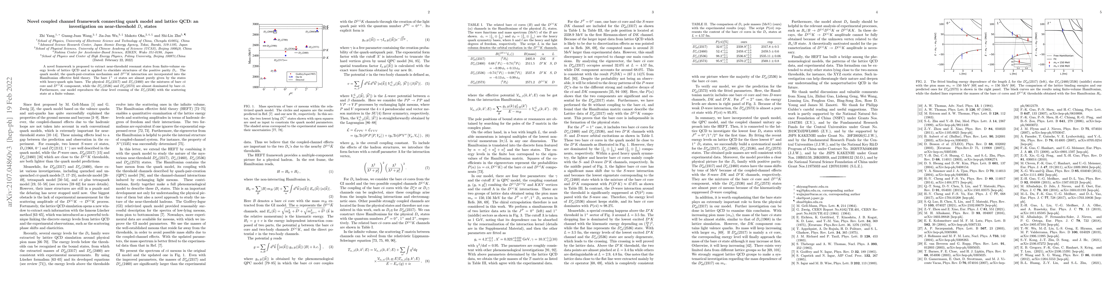 Thumbnail for Novel coupled channel framework connecting quark model and lattice QCD:
  an investigation on near-threshold $D_s$ states