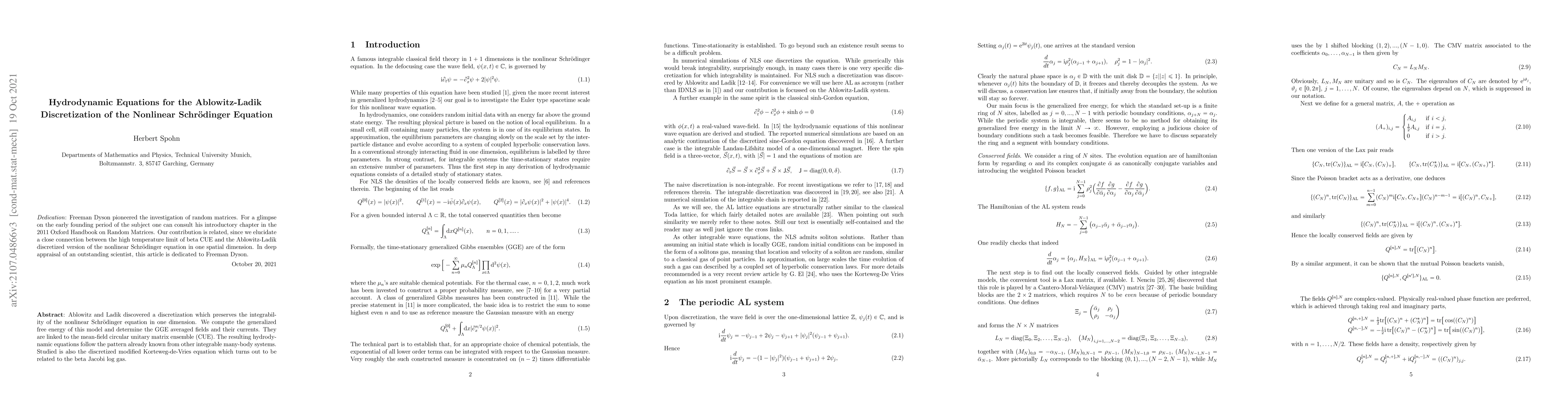 Thumbnail for Hydrodynamic equations for the Ablowitz-Ladik discretization of the
  nonlinear Schroedinger equation