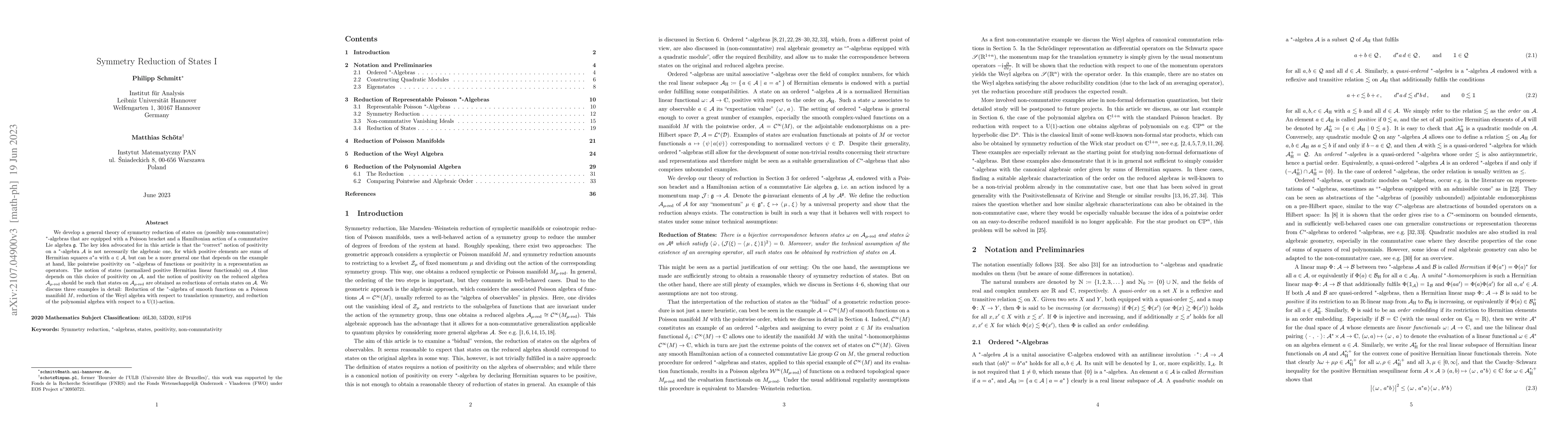 Thumbnail for Symmetry Reduction of States I