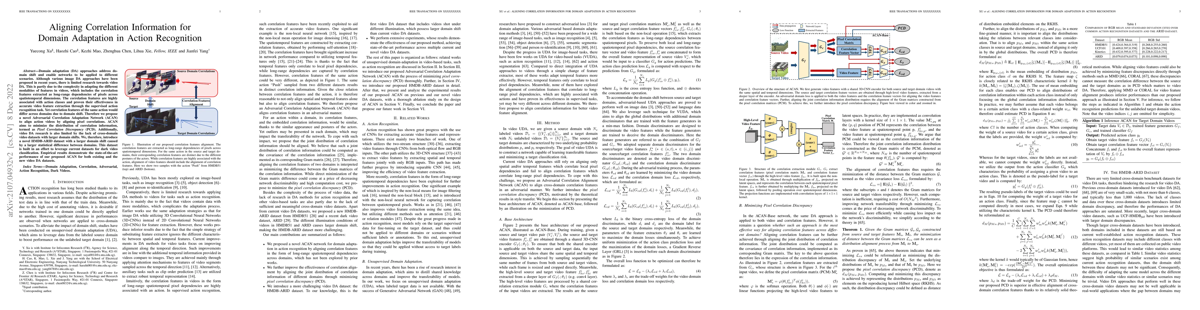 Thumbnail for Aligning Correlation Information for Domain Adaptation in Action
  Recognition