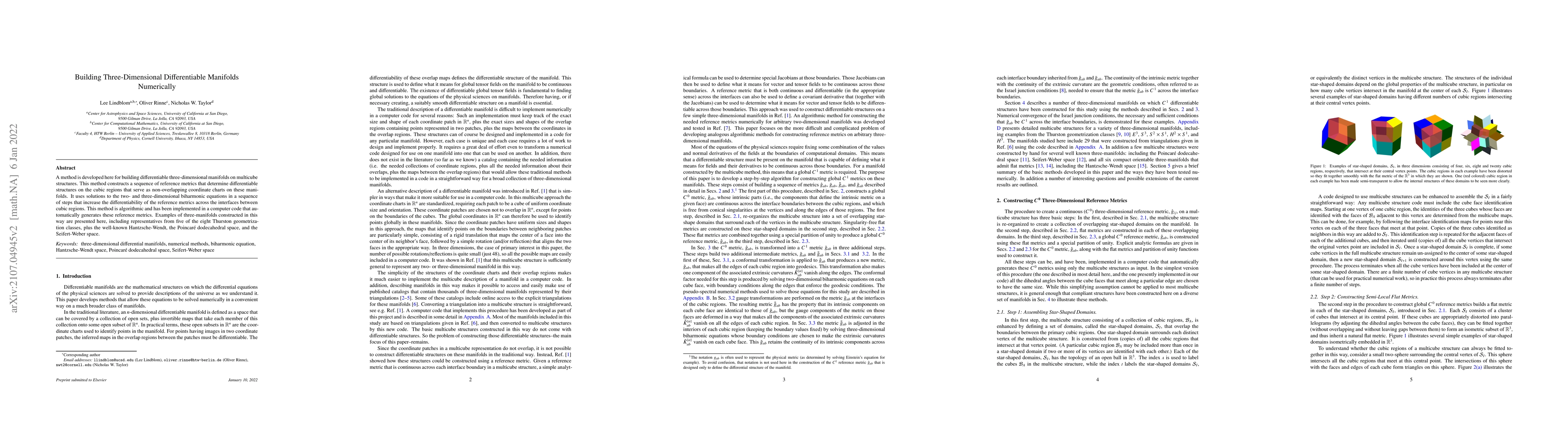 Thumbnail for Building Three-Dimensional Differentiable Manifolds Numerically