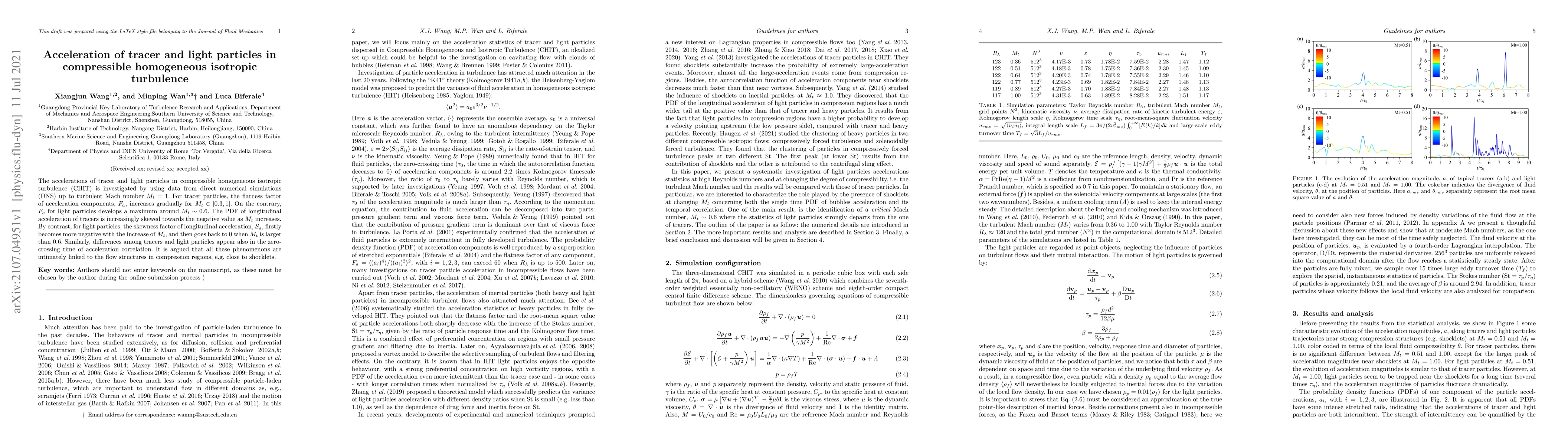 Thumbnail for Acceleration of tracer and light particles in compressible homogeneous
  isotropic turbulence