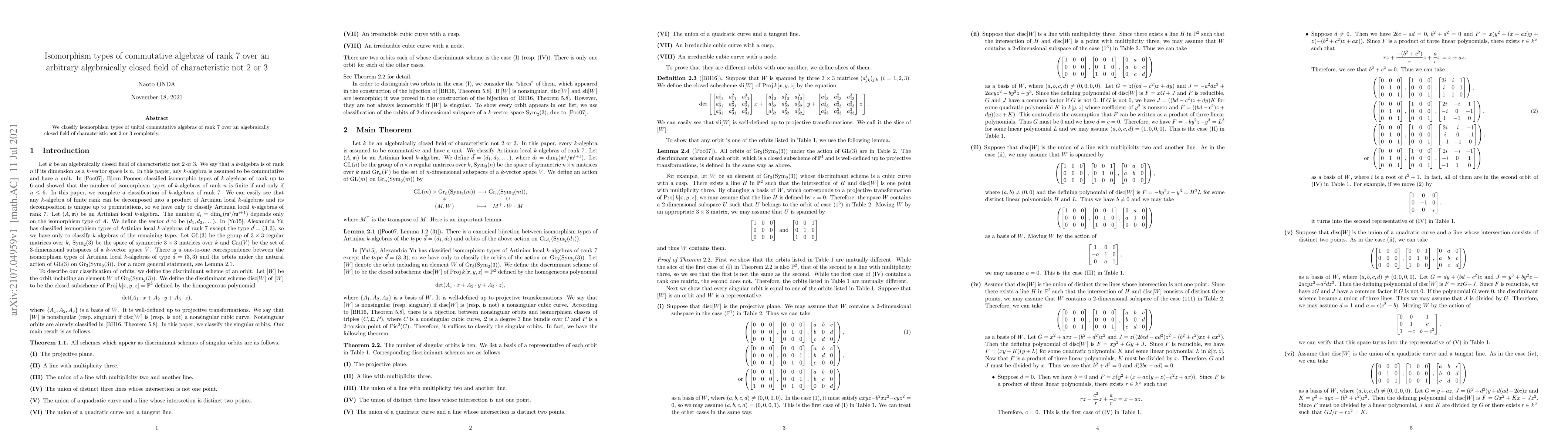 Thumbnail for Isomorphism types of commutative algebras of rank 7 over an arbitrary
  algebraically closed field of characteristic not 2 or 3