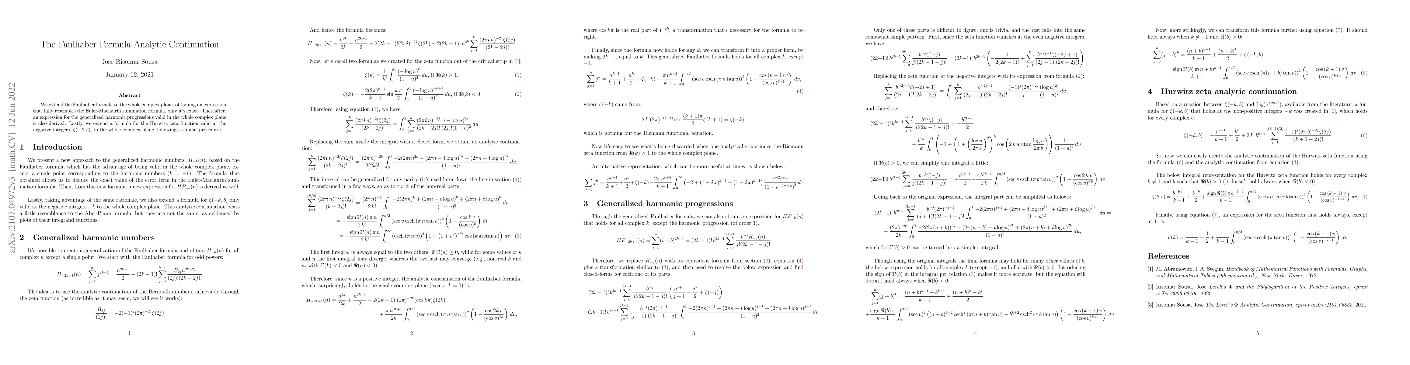 Thumbnail for The Faulhaber Formula Analytic Continuation