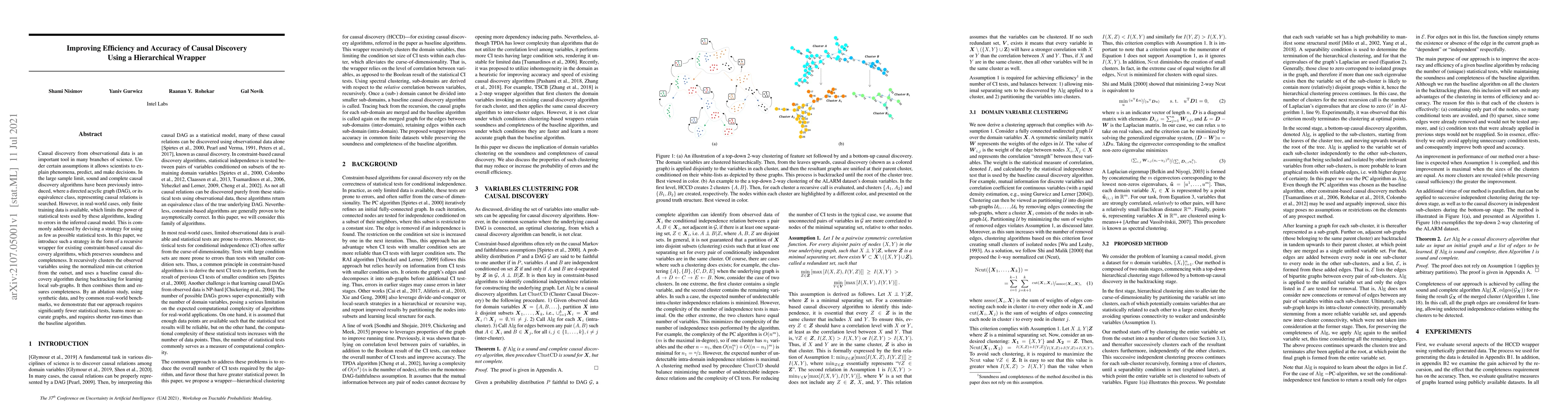 Thumbnail for Improving Efficiency and Accuracy of Causal Discovery Using a
  Hierarchical Wrapper