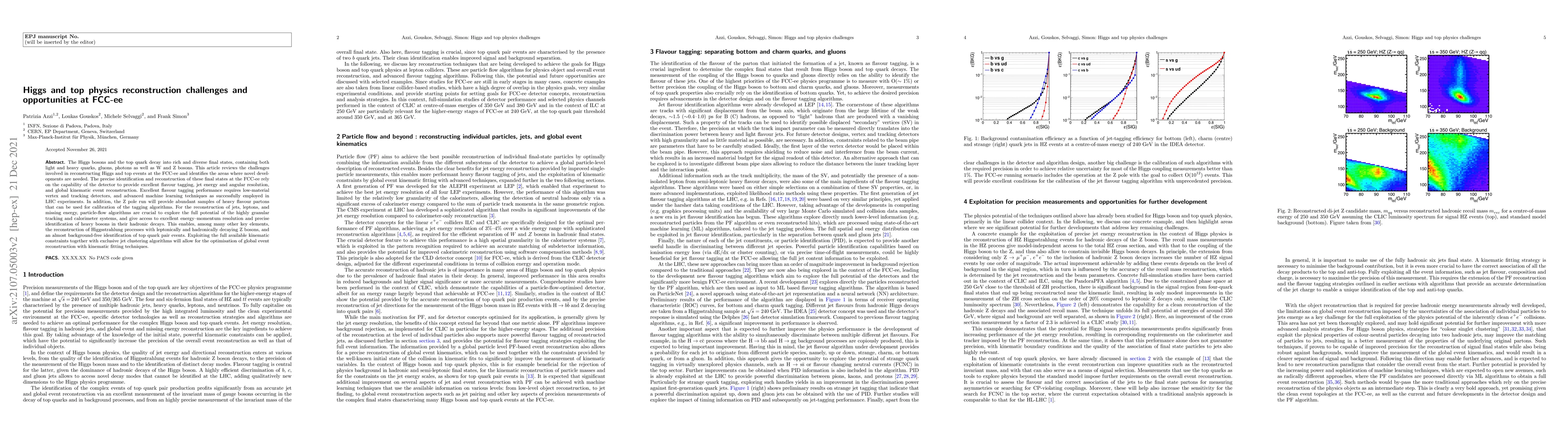 Thumbnail for Higgs and top physics reconstruction challenges and opportunities at
  FCC-ee