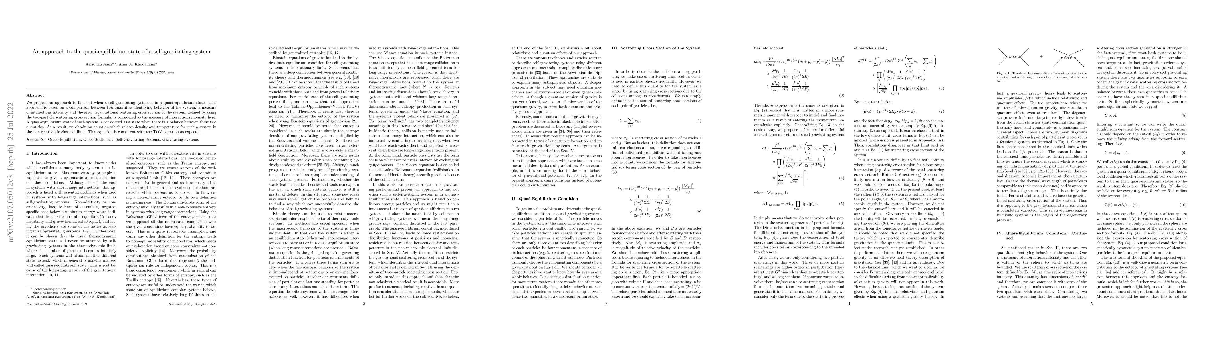 Thumbnail for An approach to the quasi-equilibrium state of a self-gravitating system