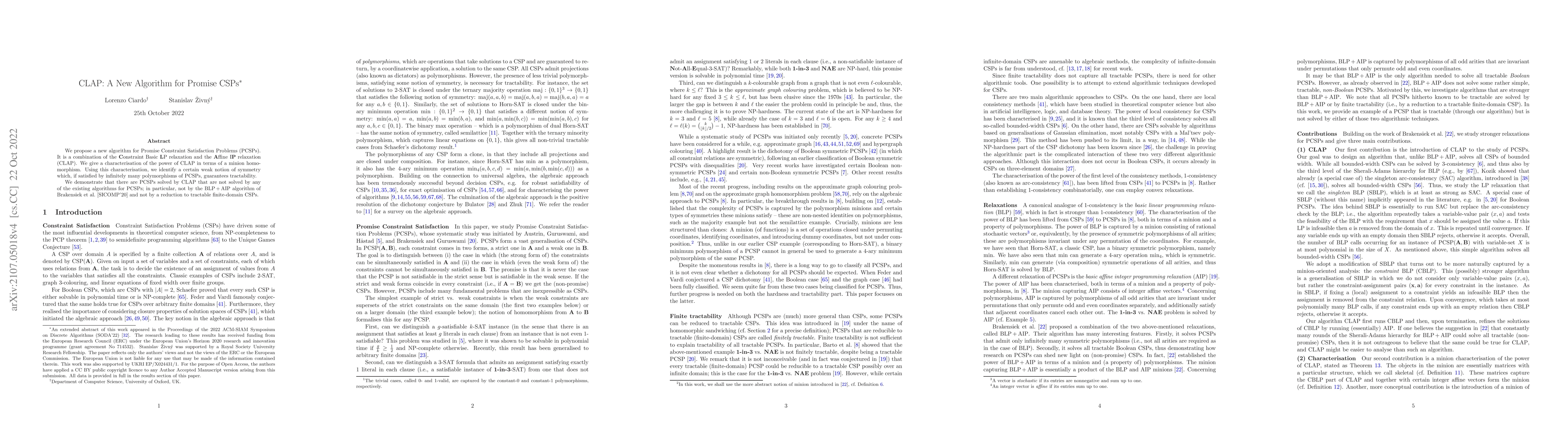 Thumbnail for CLAP: A New Algorithm for Promise CSPs