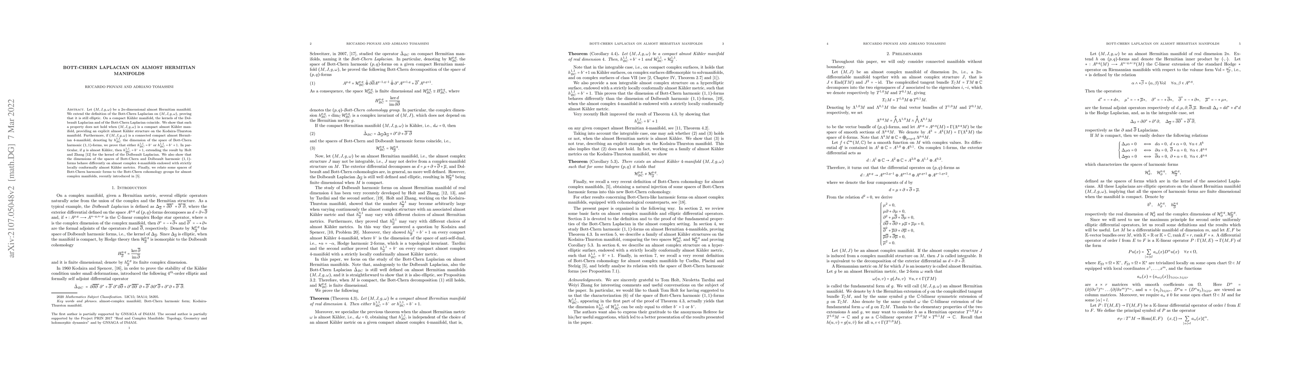 Thumbnail for Bott-Chern Laplacian on almost Hermitian manifolds
