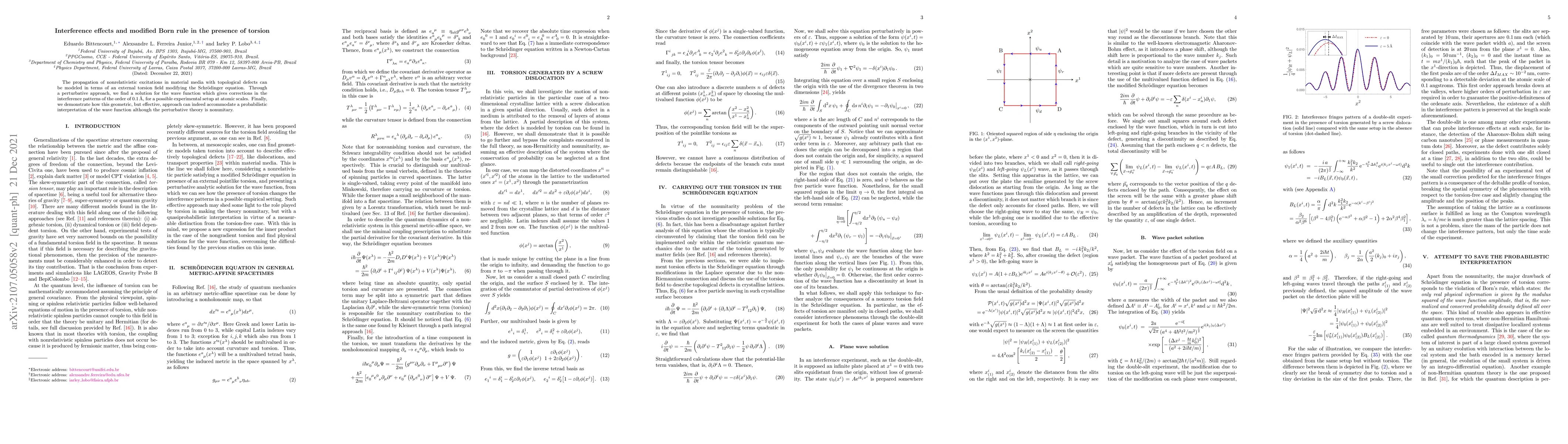 Thumbnail for Interference effects and modified Born rule in the presence of torsion