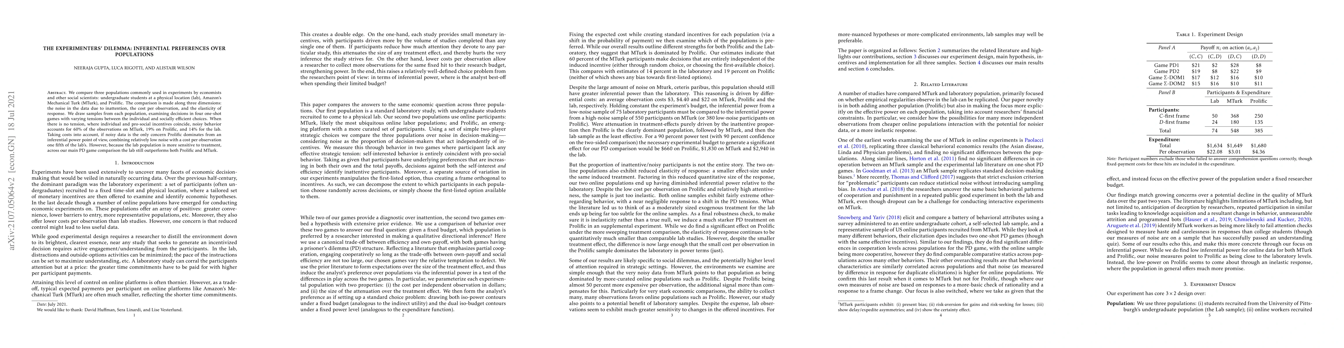 Thumbnail for The Experimenters' Dilemma: Inferential Preferences over Populations